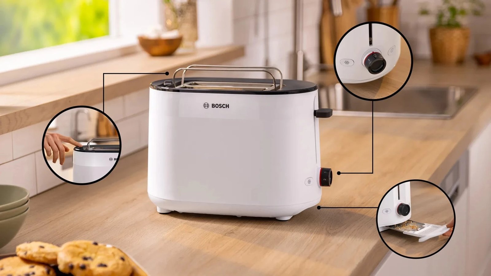 Toster Bosch TAT2M121, 950 W, Bardhë