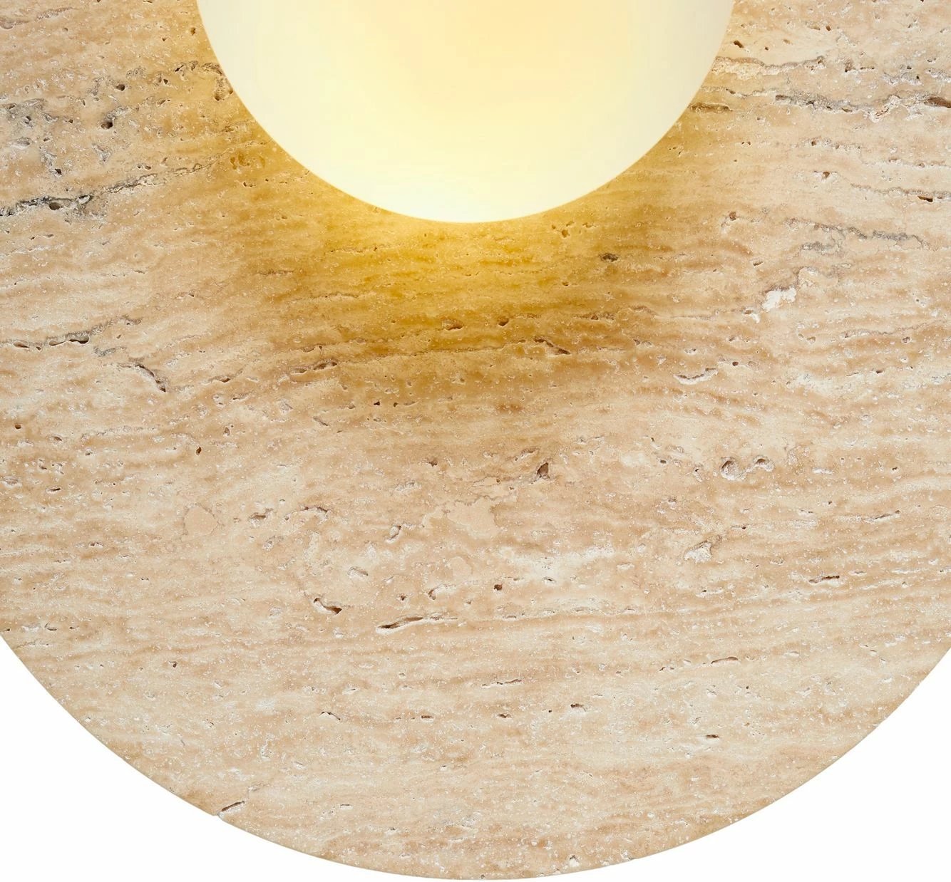 Llambë muri Opviq, pamje Tor-Look, trup travertini, kapak qelqi, bezhë/bardhë