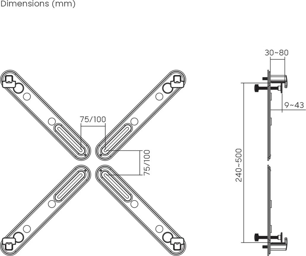 Adapter për ekran pa vrima VESA Maclean MC-990, 17-32 inç, 10kg, e zezë