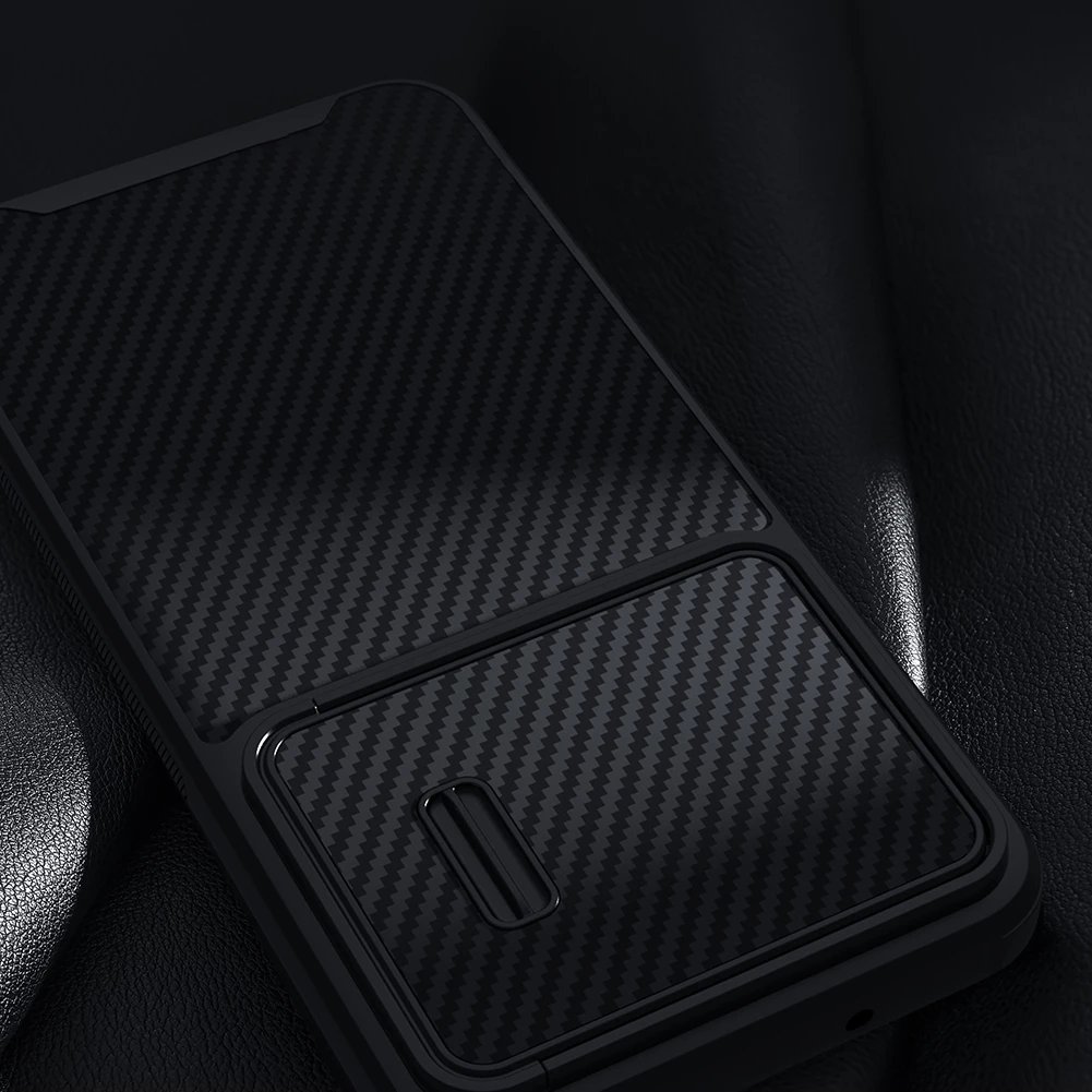 Mbështjellës Nillkin Synthetic Fiber S Case për Samsung Galaxy S23, me kapak kamere, i zi