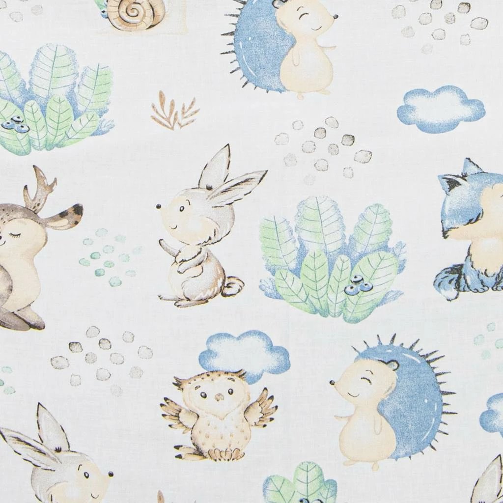 Set shtroje krevat foshnje, New Baby, Hedgehog, 100x135 cm mbulesë jorgani + 40x60 cm këllëf jastëku + mbrojtëse 31x175 cm, pambuk 100%, gri, set 3 pjesë