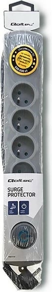 Kasë Qoltec 50166 me 6 dalje, Quick Switch, 3m, Gri