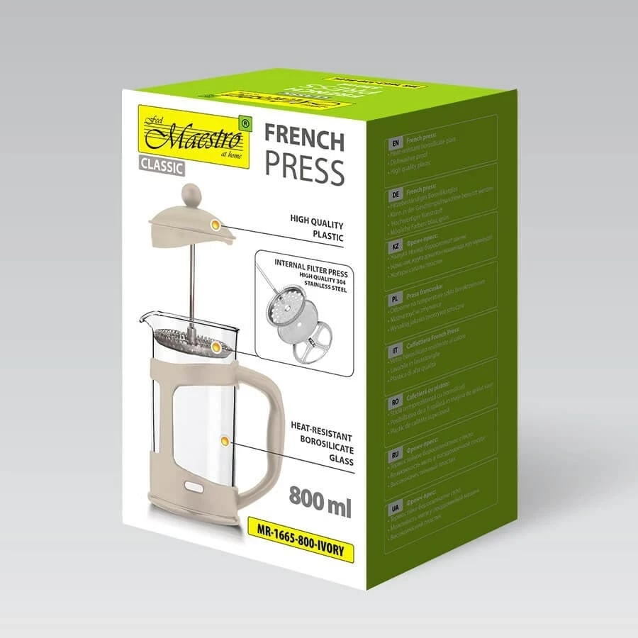 French press Maestro MR-1665, 800 ml, Ivory