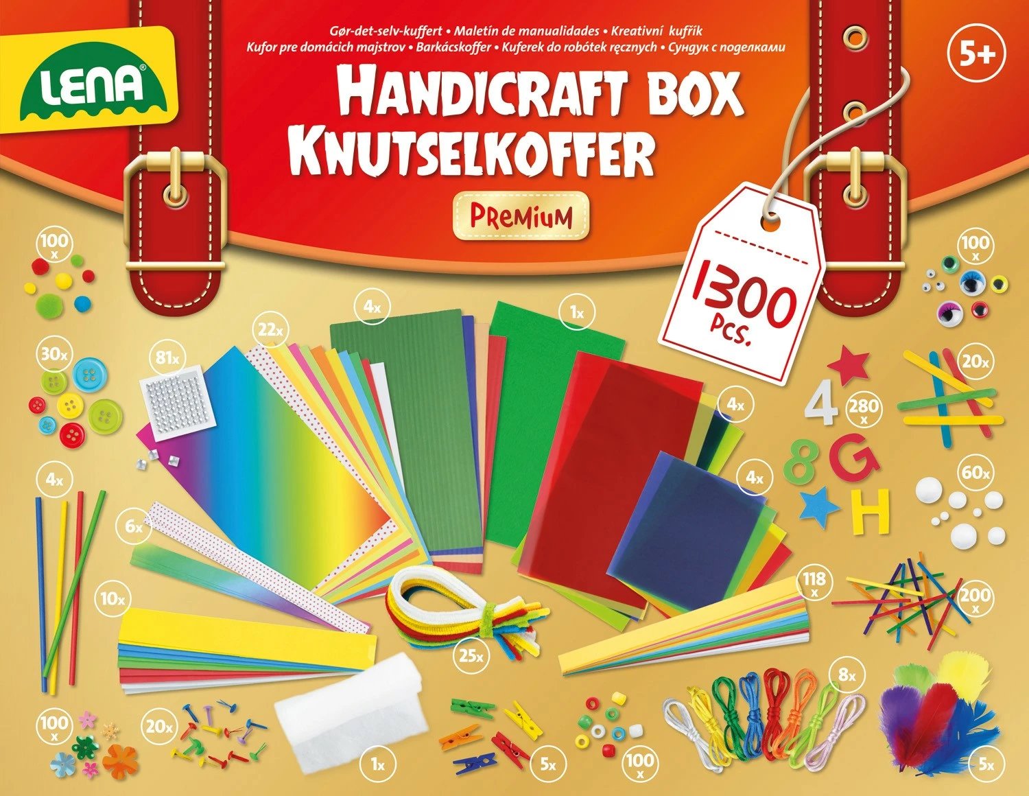 Set kreativ Lena Premium Handicrafts, 1300 pjesë, shumëngjyrësh