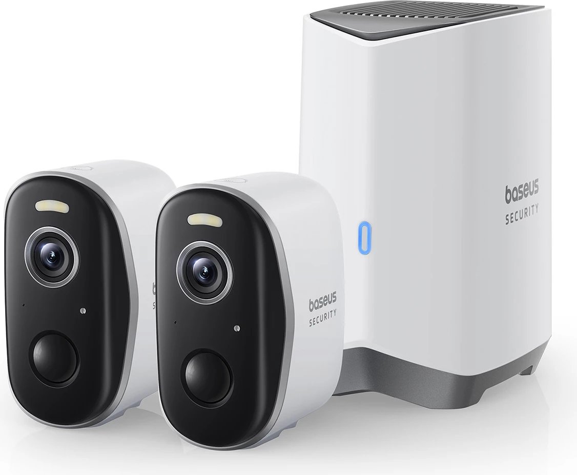 Set kamerash sigurie Baseus Security N1, 2K, 2 kamera, 16GB memorie, i bardhë