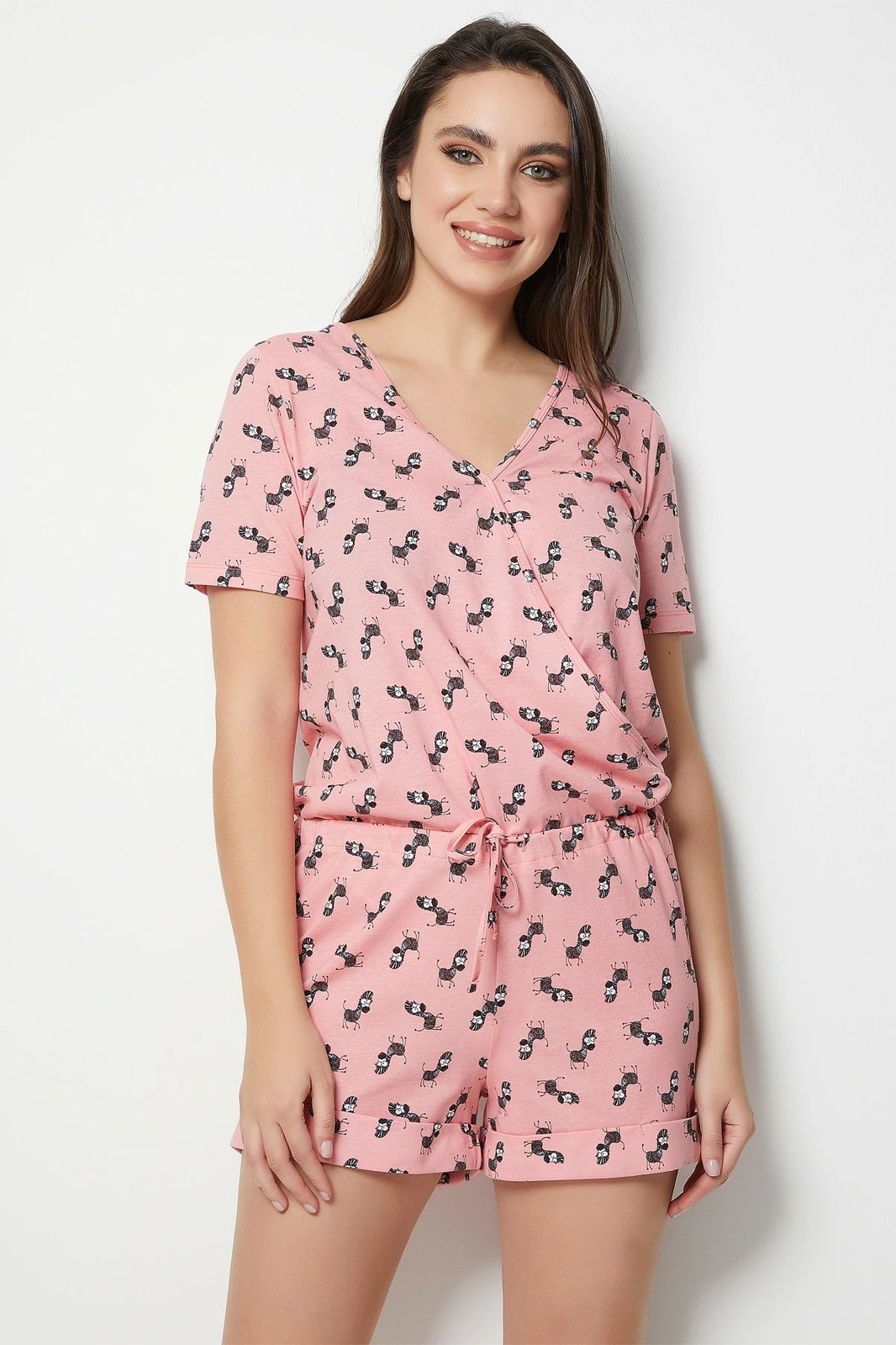 Set pizhamash për gra, ngjyrë salmon, Jumeon, 002-000216