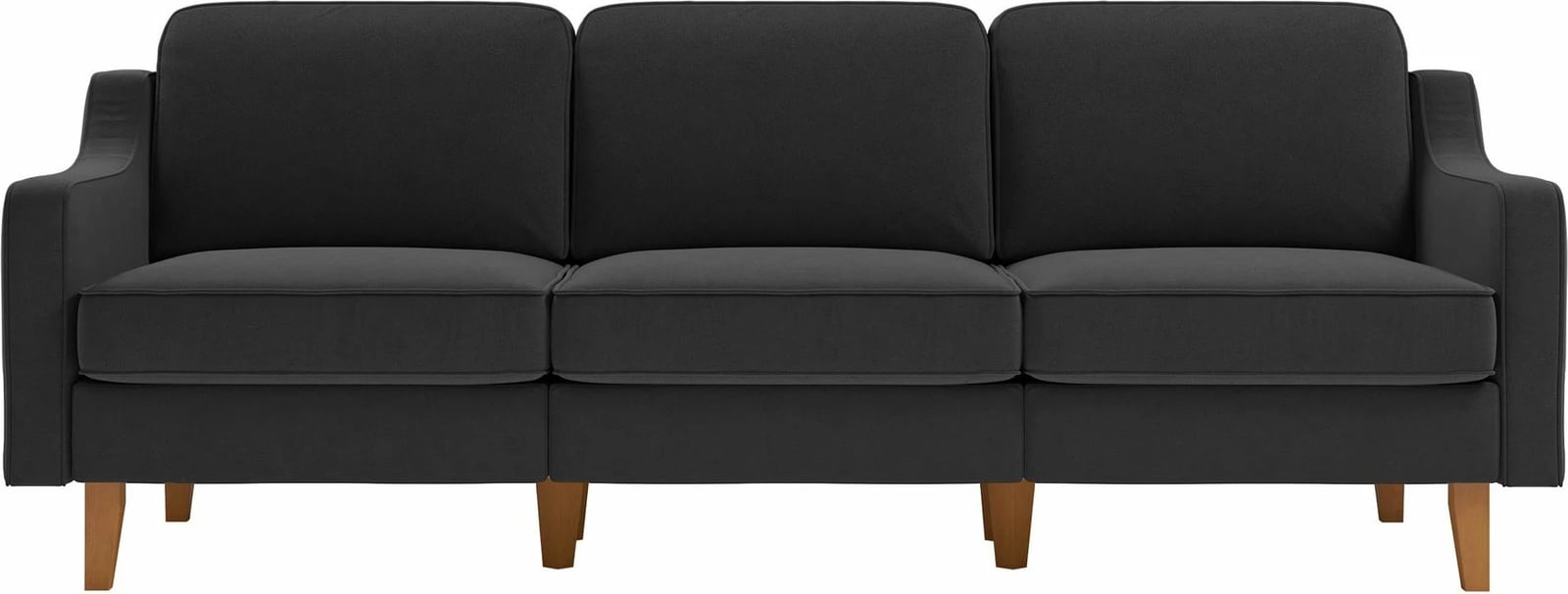 Divan treshe Robin Extra, ngjyrë gri nate, këmbë dru arre