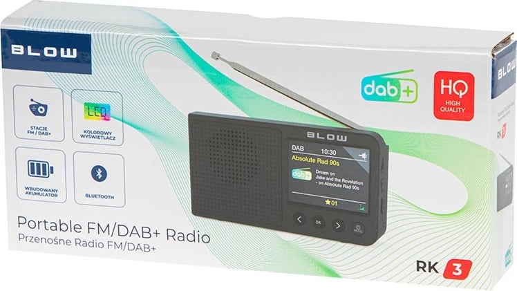 Radio portabile BLOW RK3, FM/DAB+, Bluetooth, e zezë