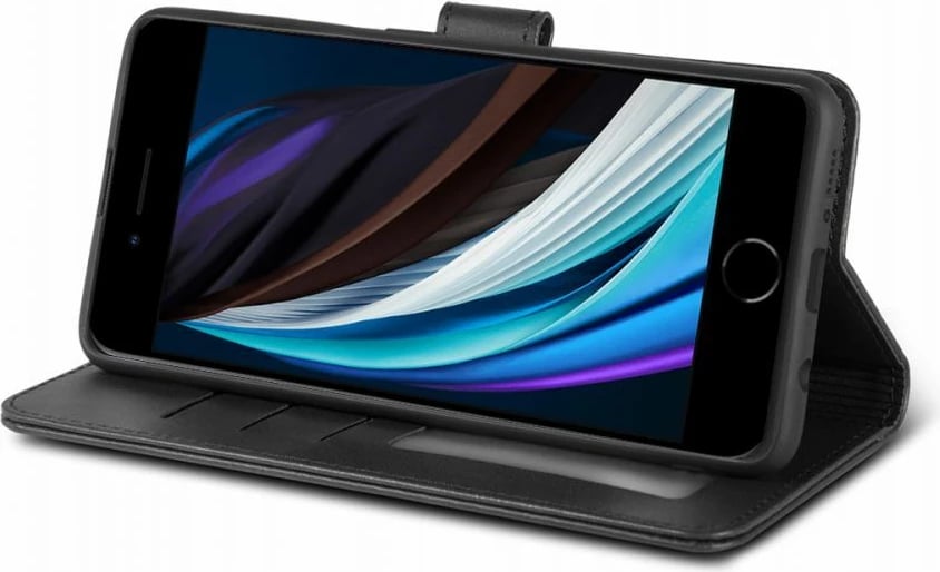 Mbështjellës Tech-Protect Wallet MagSafe për iPhone 13, eko lëkurë, i zi