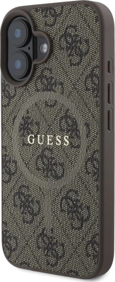 Mbështjellës Guess 4G Ring Classic Logo MagSafe për iPhone 16, Kafe Mbështjellës Guess 4G Ring Classic Logo MagSafe për iPhone 16, Kafe