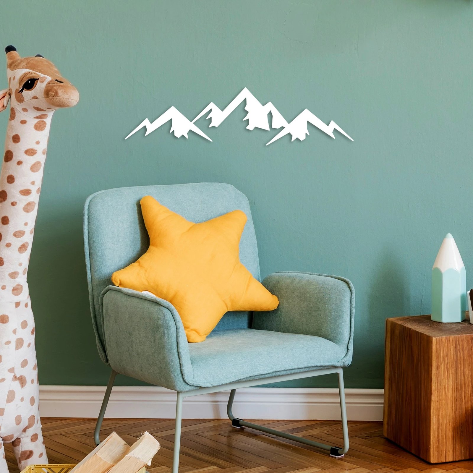 Aksesor dekorativ metalik për mur, Wallity, mal, i bardhë, 54x14cm