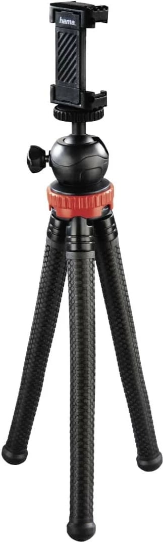 Tripod mini Hama Flexpro 3-në-1, 27cm, i kuq/zi
