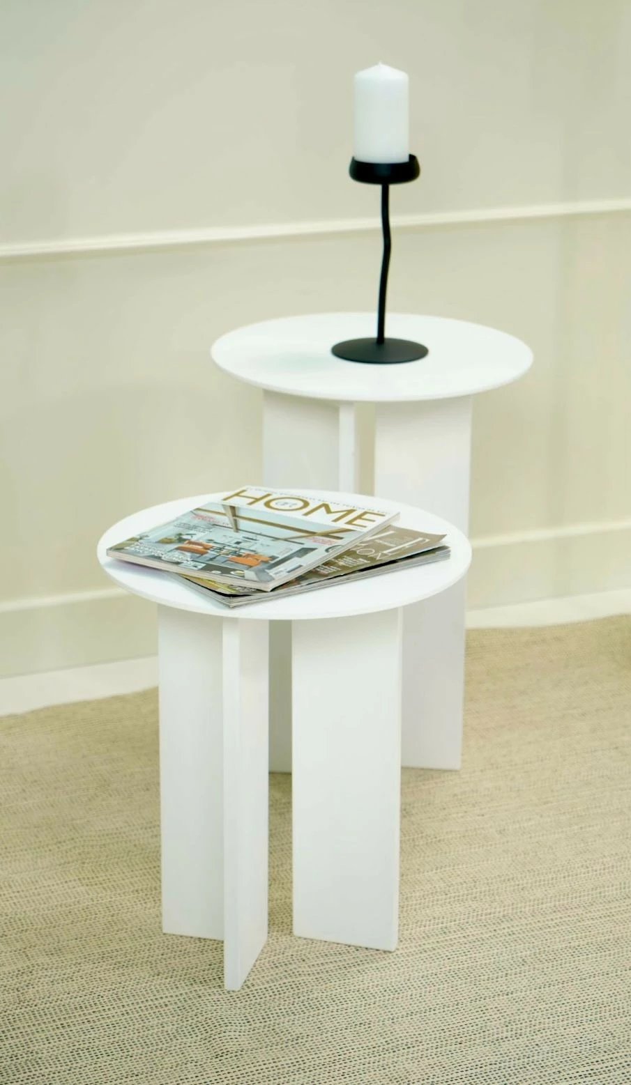 Set tavolinash kafeje Skye Decor, Leo (55 + 45), e bardhë