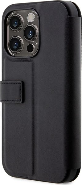 Mbështjellës BMW Leather Stamp Blue Lines për iPhone 14 Pro Max, 6.7", i zi, bookcase