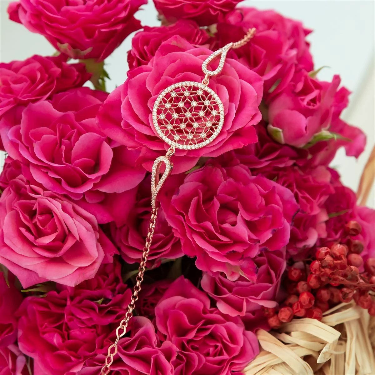 Byzylyk argjendi Jumeon, ngjyrë rozë e bardhë, NRZ99108