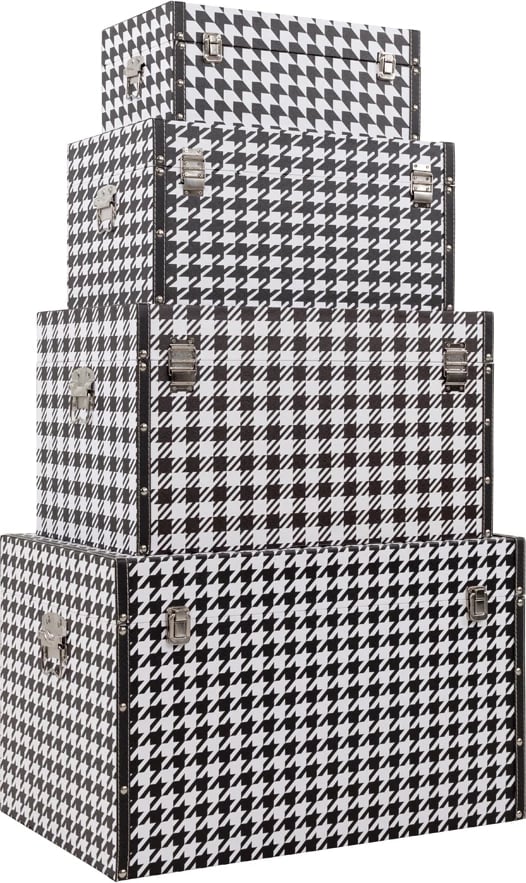 Set katër sanduqesh Ferre, e zezë dhe e bardhë, 64x40x40 Set katër sanduqesh Ferre, e zezë dhe e bardhë, 64x40x40