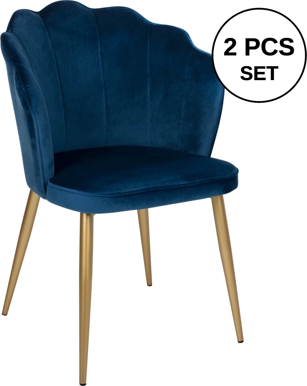 Karrige AVIE FH8737.08 metalike me kadife blu dhe këmbë të arta 48x48x85H cm., set prej 2 copash