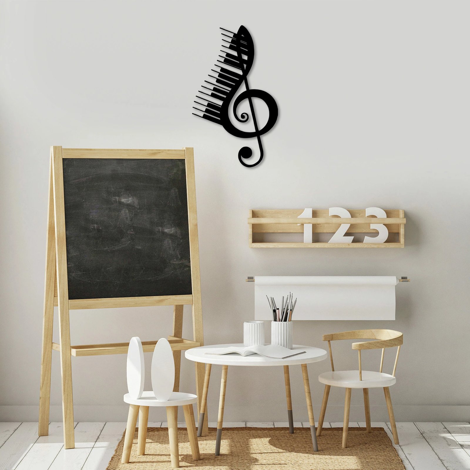 Aksesor dekorativ metalik për mur, temë muzikore, Wallity, 42x69cm