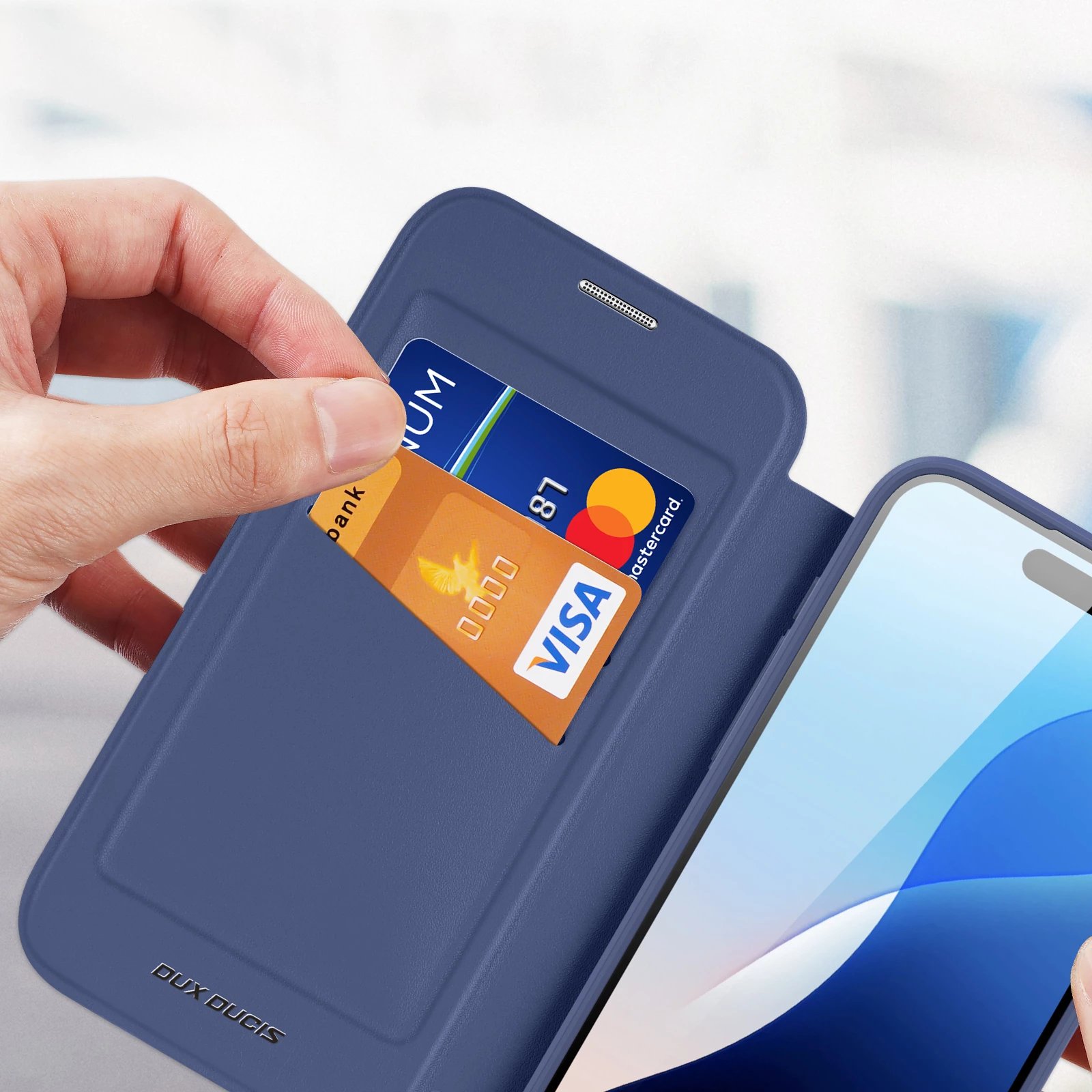 Mbështjellës Dux Ducis Skin X Pro për iPhone 16 Pro Max, MagSafe, me kapak, Kaltër