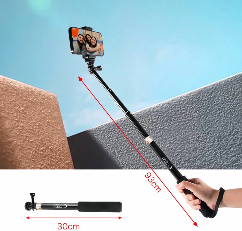 Monopod & selfie stick Tech-Protect GA100 për GoPro/DJI, e zezë