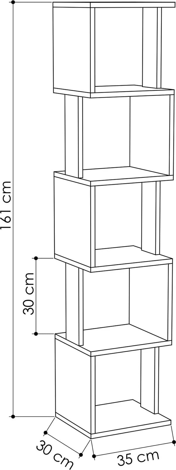 Raft librash Skye Decor, ngjyrë e bardhë dhe moka e çelët