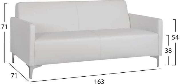 Sofa 3 ulëse Nellie FH3159.32 me PU të bardhë 163x71x71cm