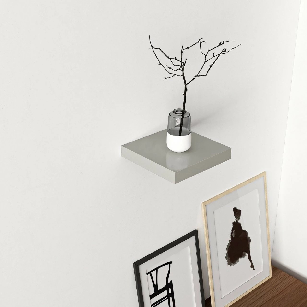 Raft muri Skye Decor, gri e çelët, 23 cm