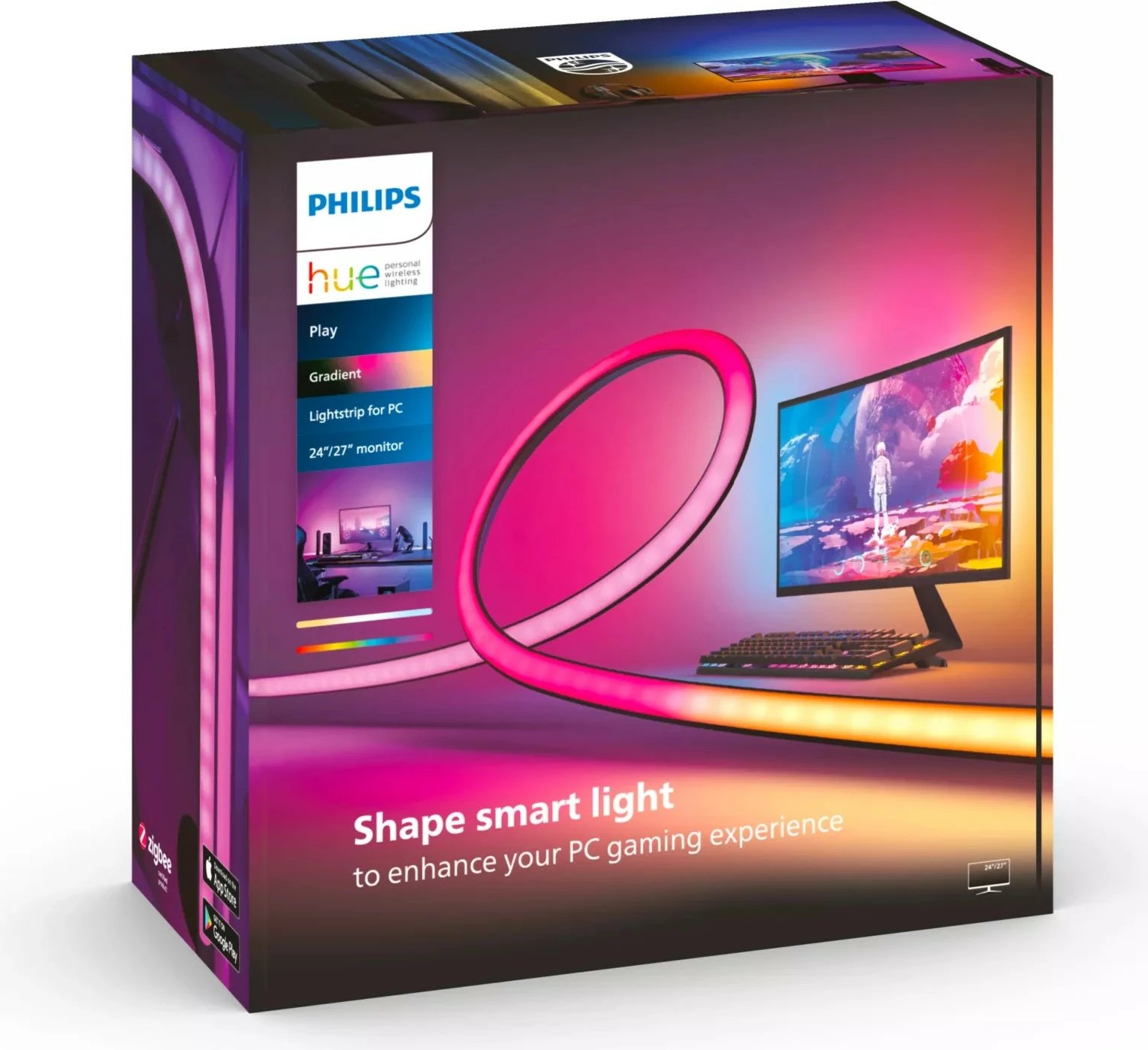 Dritë LED Philips Play Gradient për PC, Smart, Bluetooth, e bardhë, silikoni Dritë LED Philips Play Gradient për PC, Smart, Bluetooth, e bardhë, silikoni