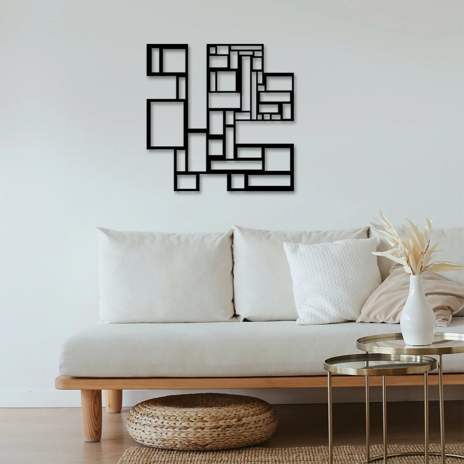 Aksesor dekorativ metalik për mur, Wallity, dekor katrorë