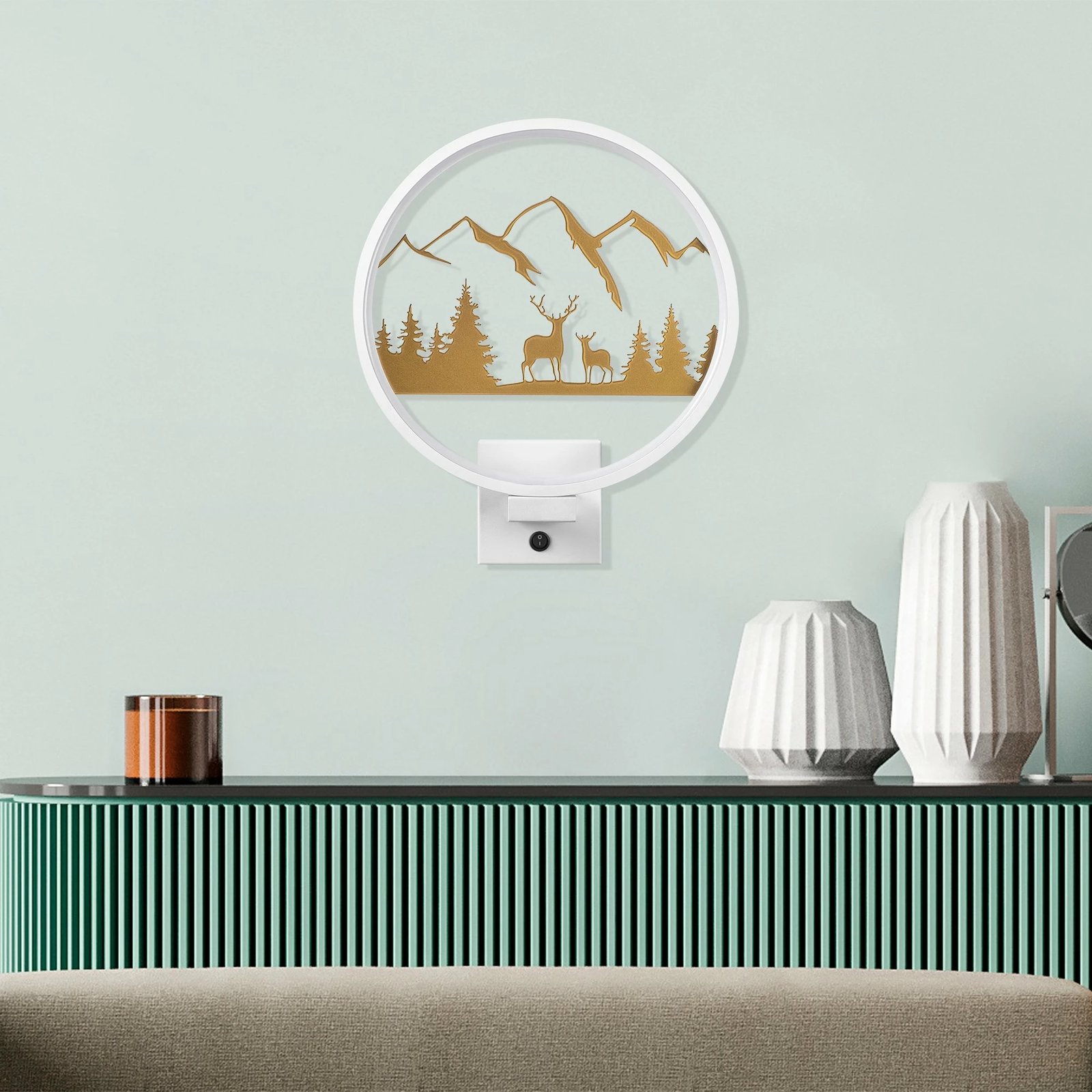 Llambë muri dekorative Opviq, XMAS25, ngjyrë e bardhë dhe ari