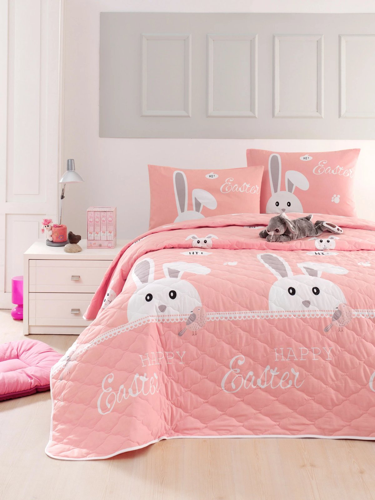 Përparëse e madhe e qepur Rabitto, ngjyrë rozë, L'Essentiel Linge de Maison, 250x200cm