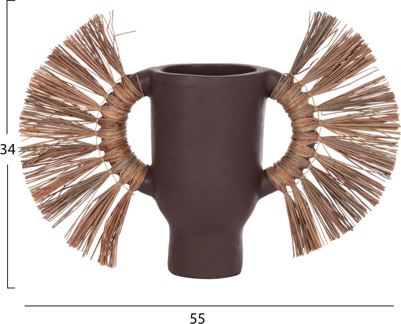 Vazo dekorative tavoline ALICA, terrakotë, ngjyrë çokollate, me bar të thatë, 55x19x34cm Vazo dekorative tavoline ALICA, terrakotë, ngjyrë çokollate, me bar të thatë, 55x19x34cm