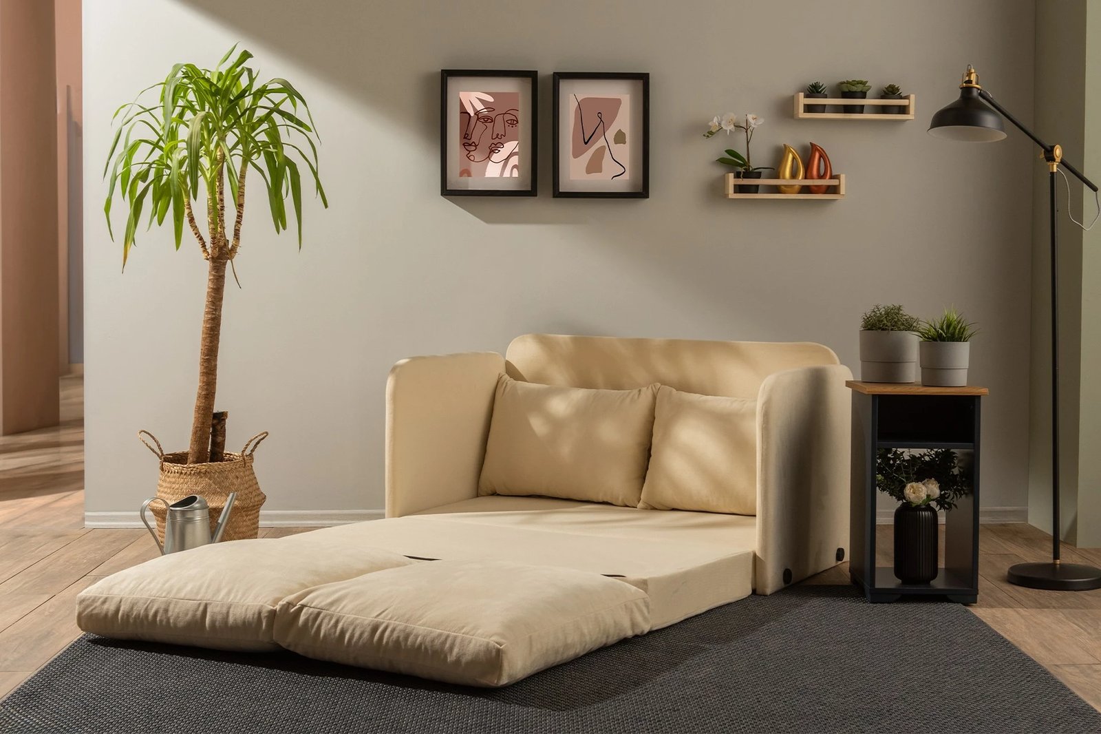 Divan-krevat dy ulëshe, ngjyrë krem, Saga, Atelier del Sofa