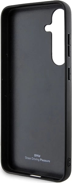 Mbështjellës BMW BMHCS24M23RCGPK Signature Leather Crossing Lines Pattern për Samsung Galaxy S24+ S926, i zi