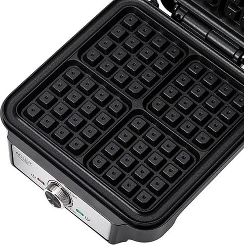 Hekur për waffle Adler AD 3083, 1800 W, Katër waffle, Argjendtë