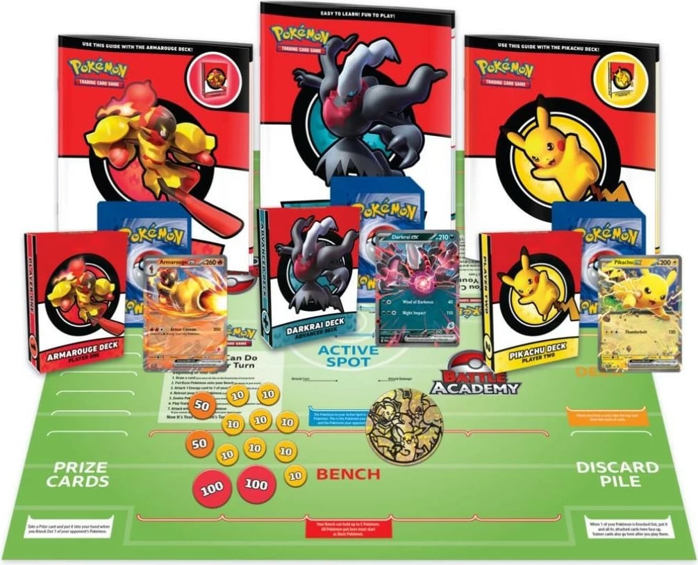 Set letra koleksionuese Pokémon TCG Battle Academy 2024, 3 kuverta, për fëmijë, shumëngjyrësh