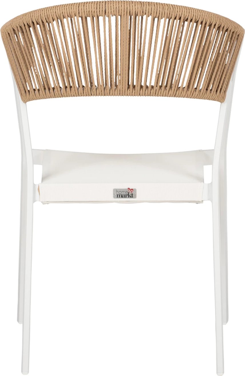 Karrige alumini FH5891.02, kornizë e bardhë dhe tekstilinë, mbështetëse ratan bezhë, 56x60x81.5 cm