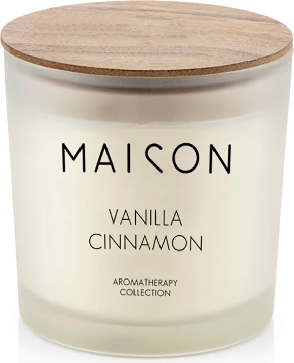 Qiri aromatik Calmness, xham i bardhë, kapak druri natyral, 10x10x10cm