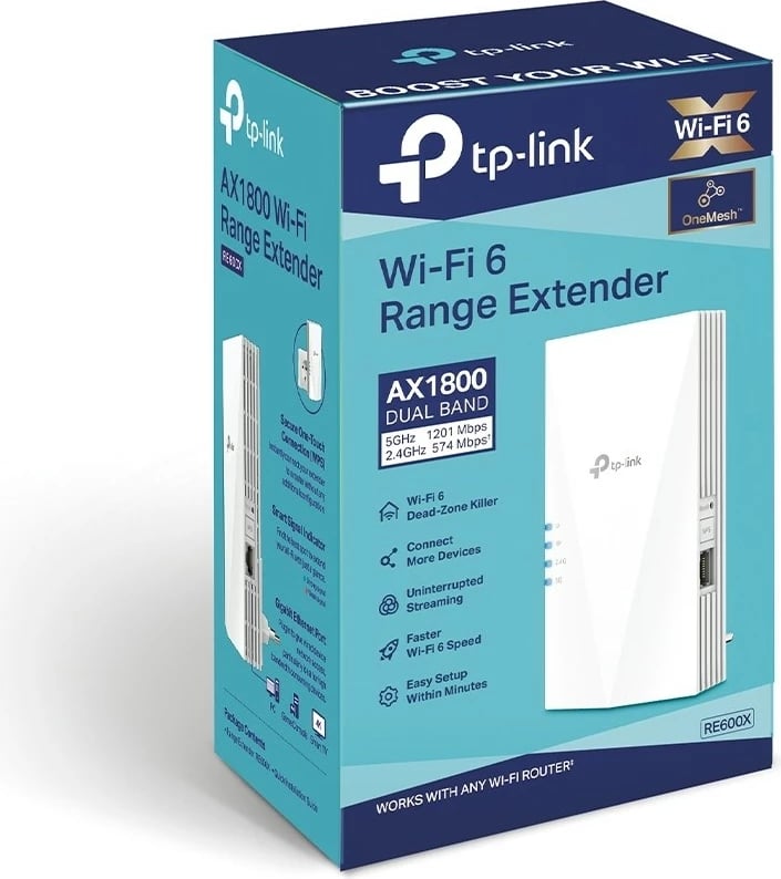 Përsëritës Wi-Fi TP-Link RE600X AX1800, i bardhë