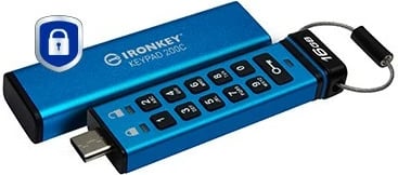 USB stick Kingston IronKey Keypad 200C 16GB USB-C blu