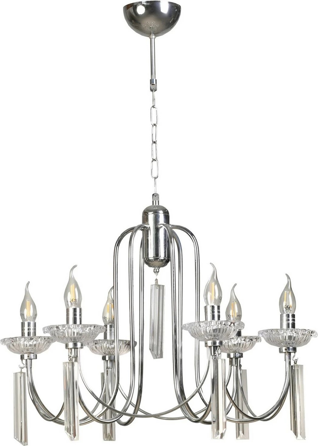 Llambë tavani Opviq Kontes 6 Lı, krom rustik, kristal