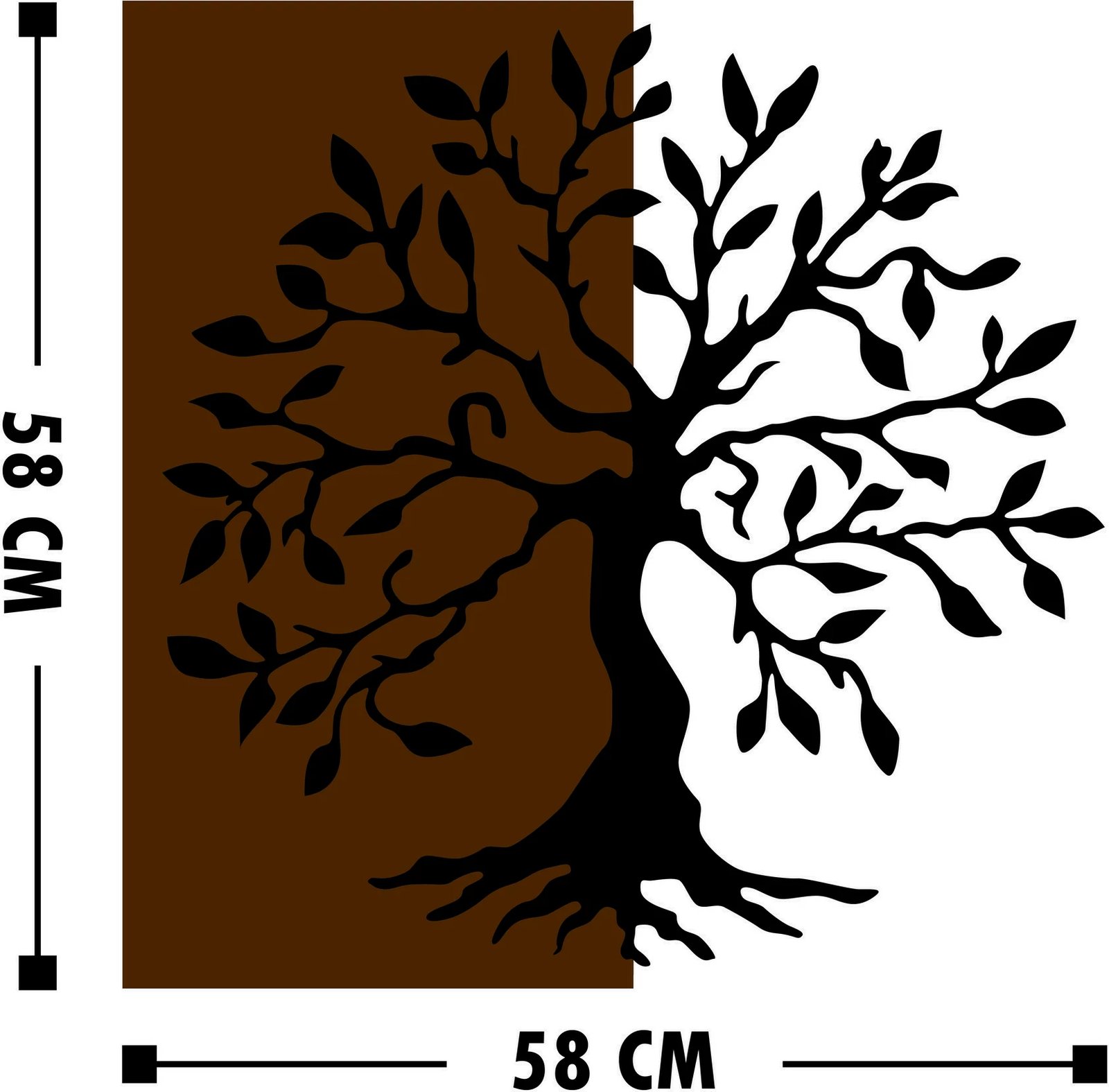 Aksesor dekorativ muri prej druri, Wallity, ngjyrë arre dhe e zezë, 58x58cm