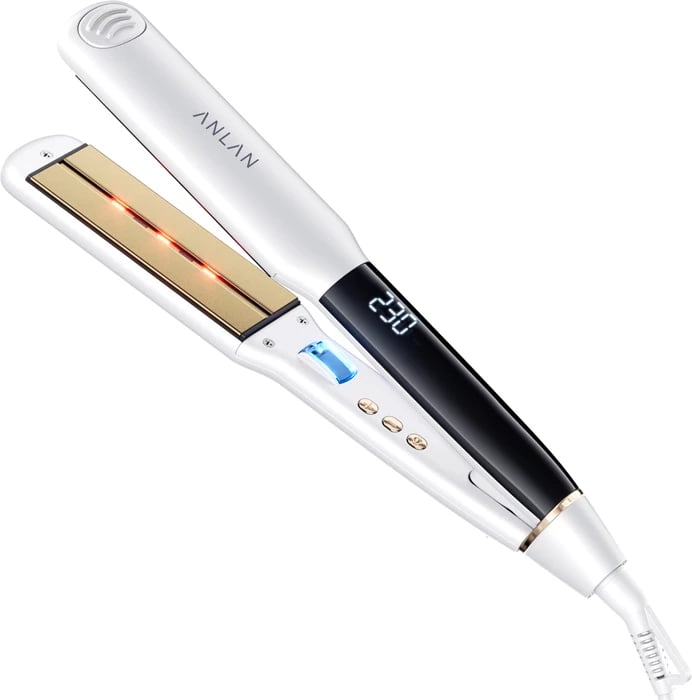 drejtues flokësh, ANLAN, 05-AJB51-02E, jonizim dhe infra të kuqe, pllaka qeramike 1.4", 14 nivele temperaturë, e bardhë/zezë