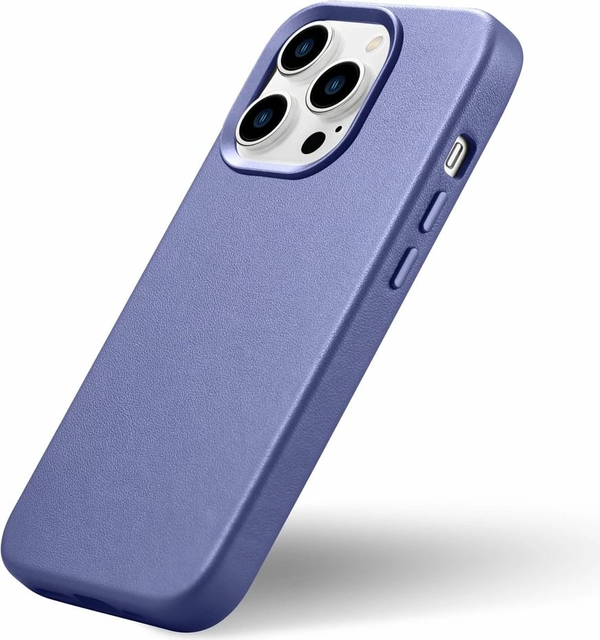 Mbështjellës iCarer për iPhone 14 Pro Max, lëkurë natyrale, MagSafe, Vjollcë e çelët