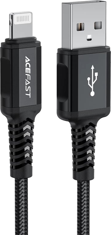 Kabllo Acefast C4-02-A-L, USB në Lightning, 1.8m, 2.4A, e zezë