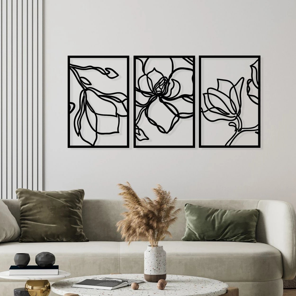 Aksesor dekorativ metalik për mur, Wallity Adda, ngjyrë e zezë, 120x56.5cm