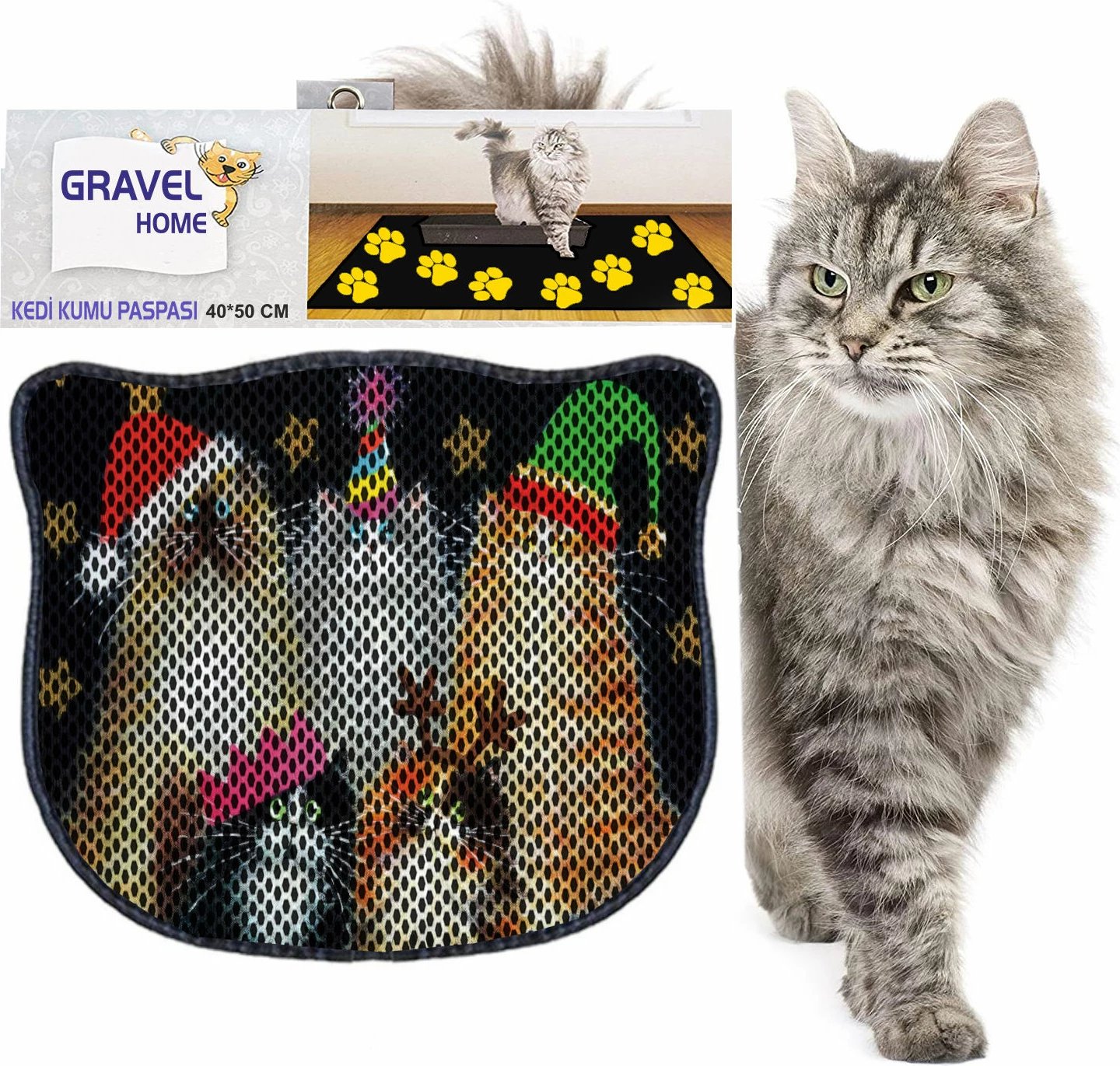 Tapet për rërë mace, shumëngjyrësh, Paws & Whiskers, Kdkafa0168, 40x50cm