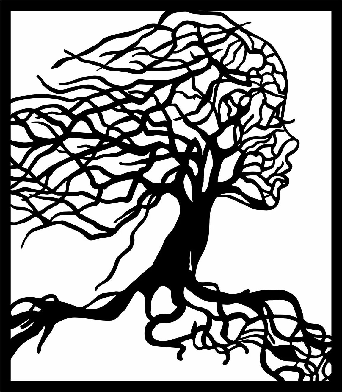 Aksesor dekorativ muri prej metali, Wallity, Gruaja pemë, 50x58cm