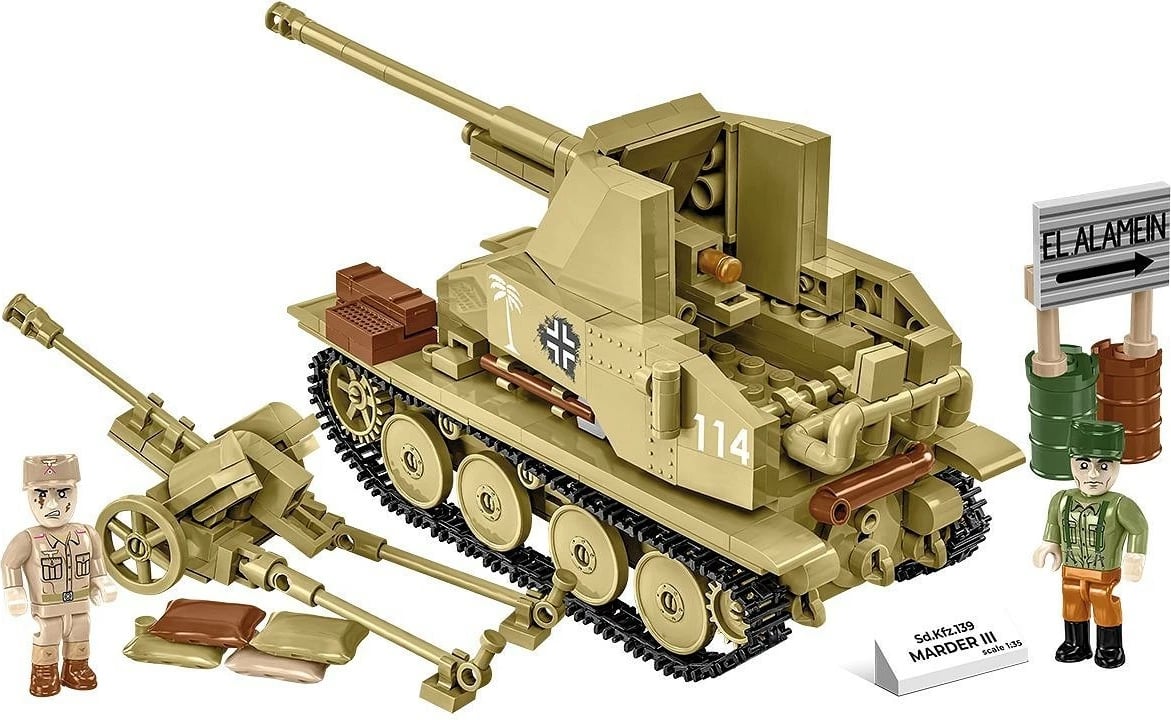 Set ndërtimi Cobi Klocki Sd.Kfz.139 Marder III, 486 pjesë, me 2 figurina, Bezh