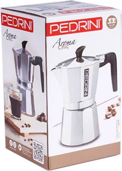 Ibri moka, Pedrini Aroma Chic 90843, 6 filxhanë, alumin, argjendë/zi